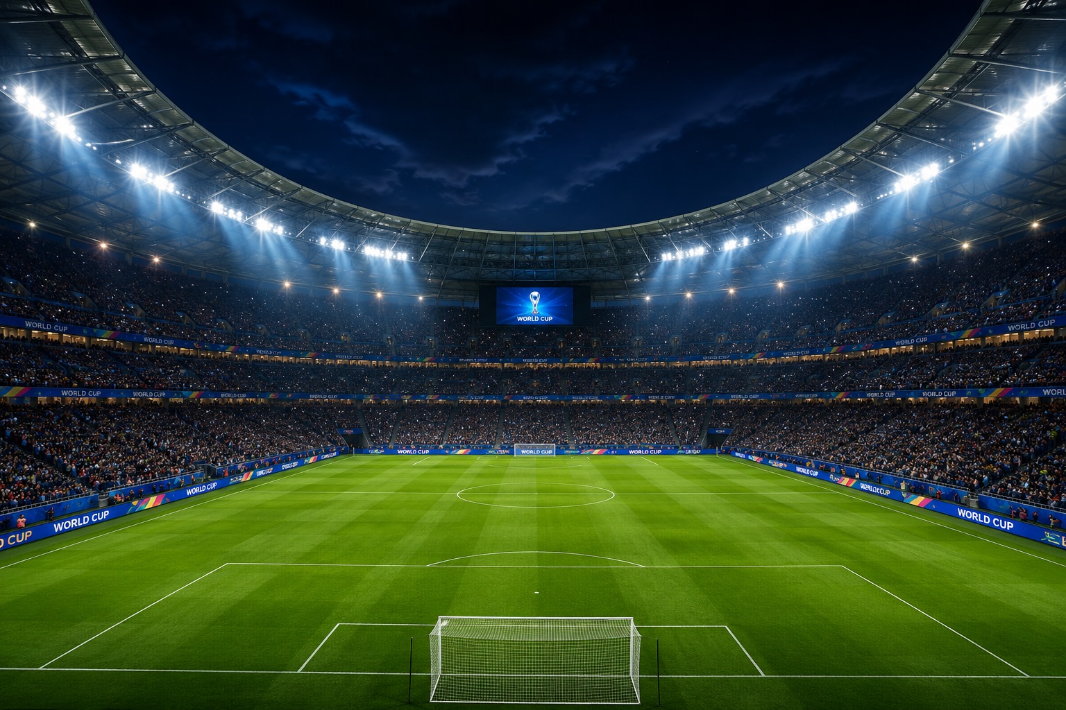 ナイターのサッカースタジアム